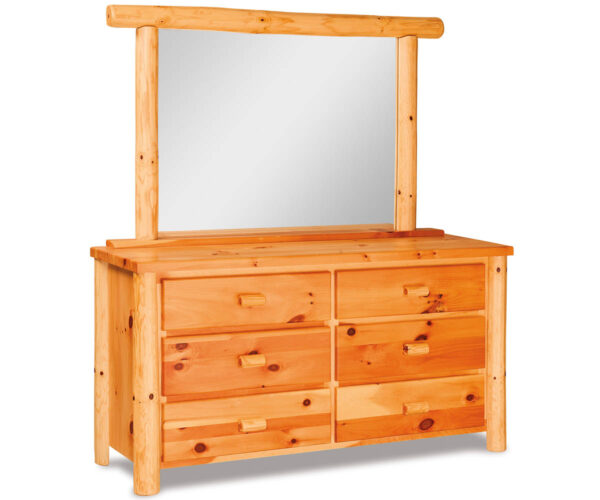 6 Drawer Dresser with Mirror - Plain Pine